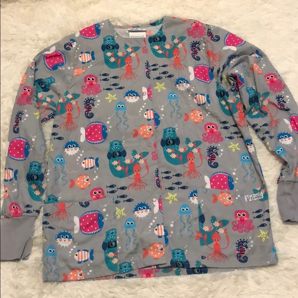 Uniform Advantage Tops - Cute scrubs top jacket otters camera fish buttons